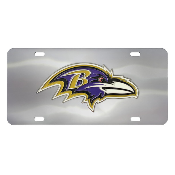 Baltimore Ravens Diecast License Plate Raven Head Primary Logo Stainless Steel