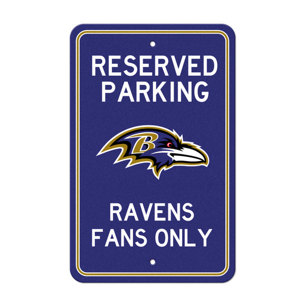 Baltimore Ravens Team Color Reserved Parking Sign Decor 18in. X 11.5in. Lightweight