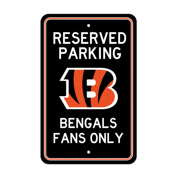 Cincinnati Bengals Team Color Reserved Parking Sign Decor 18in. X 11.5in. Lightweight