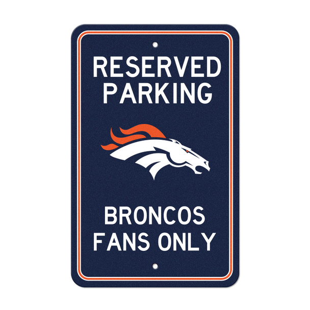 Denver Broncos Team Color Reserved Parking Sign Decor 18in. X 11.5in. Lightweight