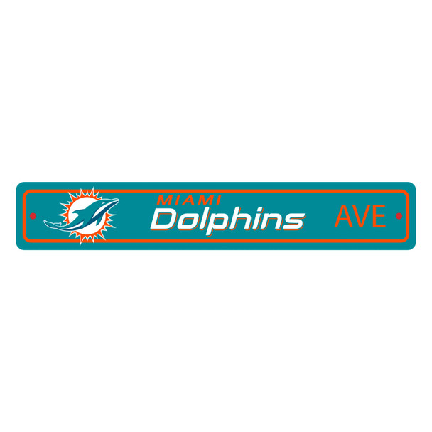 Miami Dolphins Team Color Street Sign D√©cor 4in. X 24in. Lightweight