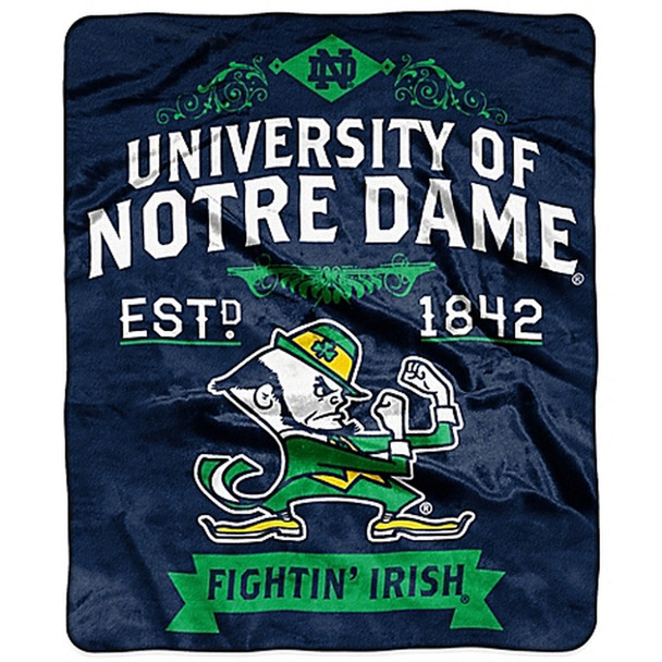 Notre Dame Fighting Irish Blanket 50x60 Raschel Label Design