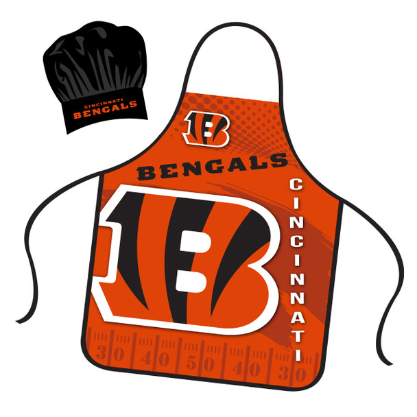 Cincinnati Bengals Chef Hat and Apron Set Cooking Kitchen BBQ Fan Gear