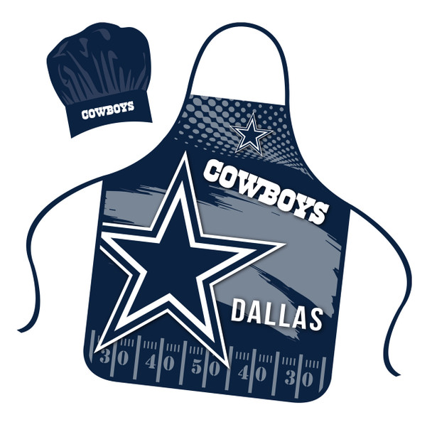 Dallas Cowboys Chef Hat and Apron Set Cooking Kitchen BBQ Fan Gear