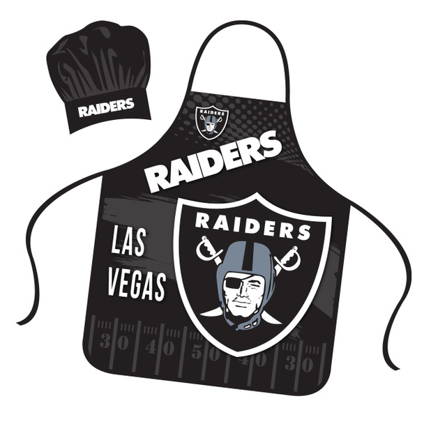 Las Vegas Raiders Chef Hat and Apron Set Cooking Kitchen BBQ Fan Gear