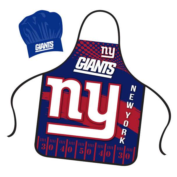 New York Giants Chef Hat and Apron Set Cooking Kitchen BBQ Fan Gear