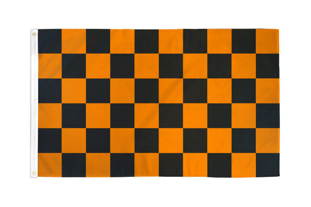 Orange & Black Checkered Flag 3x5ft Poly