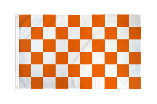 Orange & White Checkered Flag 3x5ft Poly