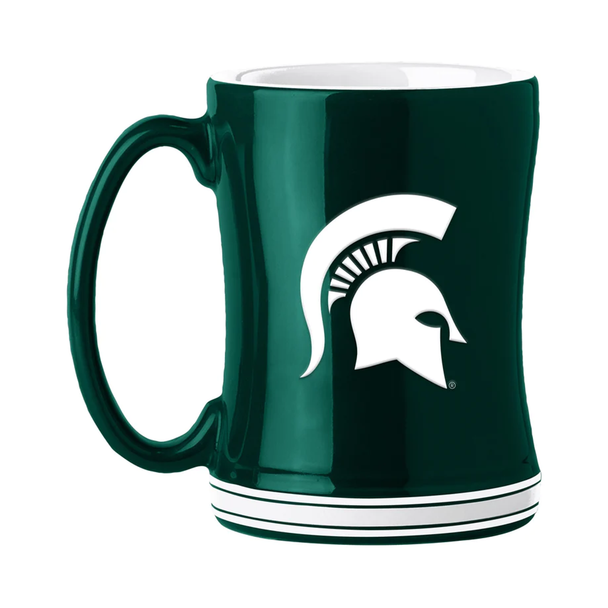 Michigan State Spartans Sculpted Relief Coffee Mug 14oz Team Color NFL Drinkware