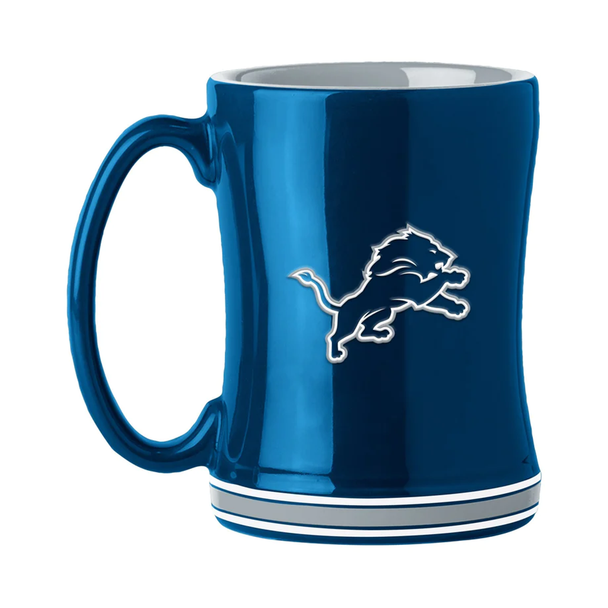 Detroit Lions Sculpted Relief Coffee Mug 14oz Team Color NFL Drinkware