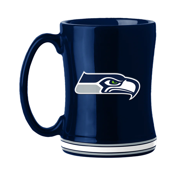 Seattle Seahawks Sculpted Relief Coffee Mug 14oz Team Color NFL Drinkware