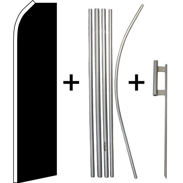 Black Solid Color Super Flag & Pole Kit