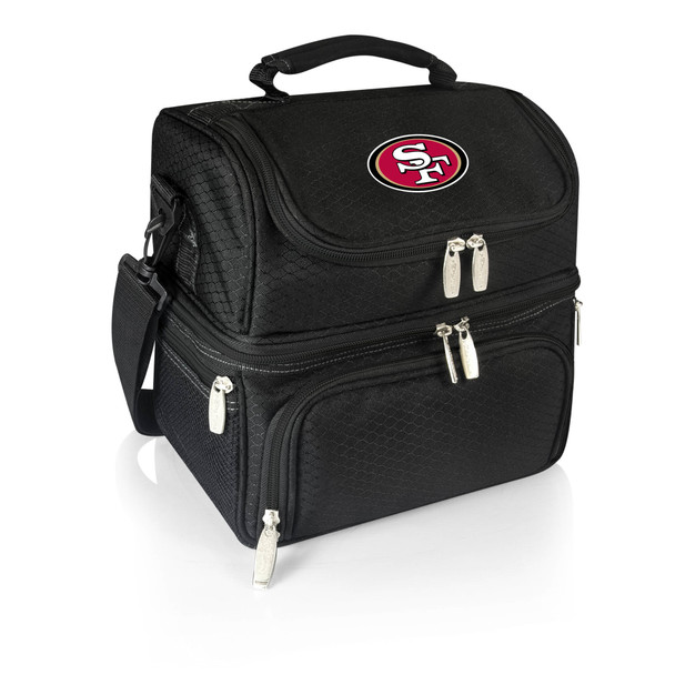 San Francisco 49ers Pranzo Lunch Bag Cooler with Utensils NFL Lunch Tote, (Black)