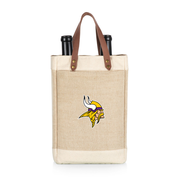 Minnesota Vikings Pinot Jute 2 Bottle Insulated Wine Bag, (Beige)