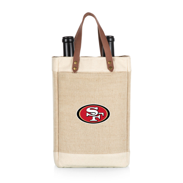 San Francisco 49ers Pinot Jute 2 Bottle Insulated Wine Bag, (Beige)