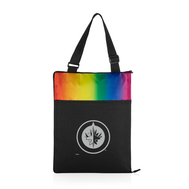Winnipeg Jets Vista Outdoor Picnic Blanket & Tote, (Rainbow with Black)