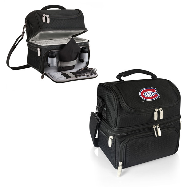 Montreal Canadiens Pranzo Lunch Bag Cooler with Utensils NHL Lunch Tote, (Black)