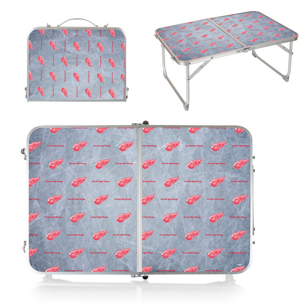 Detroit Red Wings Concert Table Mini Portable Table, (Charcoal Wood Grain)
