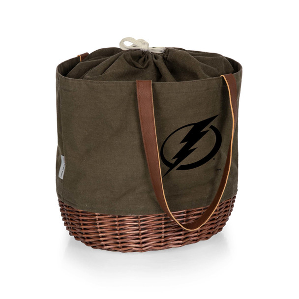 Tampa Bay Lightning Coronado Canvas and Willow Basket Tote, (Khaki Green with Beige Accents) Tampa Bay Lightning Coronado Canvas and Willow Basket Tote, (Khaki Green with Beige Accents)