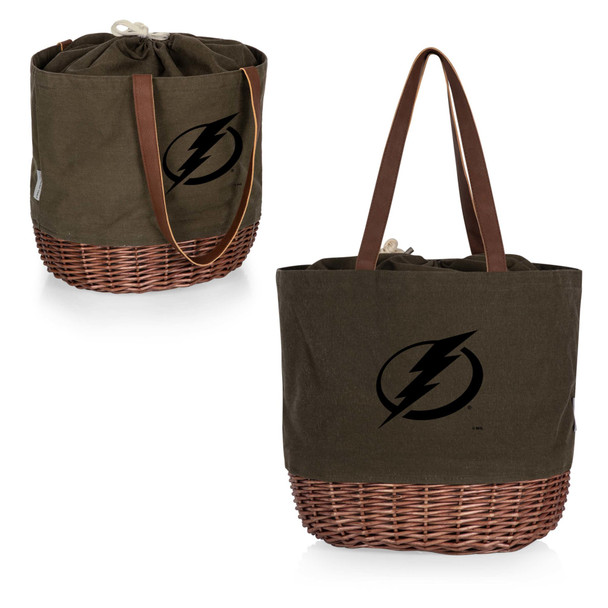 Tampa Bay Lightning Coronado Canvas and Willow Basket Tote, (Khaki Green with Beige Accents) Tampa Bay Lightning Coronado Canvas and Willow Basket Tote, (Khaki Green with Beige Accents)