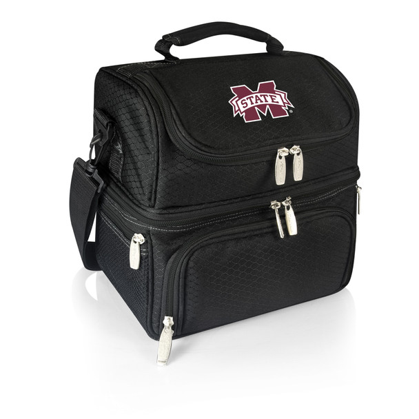 Mississippi State Bulldogs Pranzo Lunch Bag Cooler with Utensils NCAA Lunch Tote, (Black)