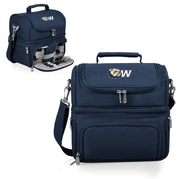Wingate University Bulldogs Pranzo Lunch Bag Cooler with Utensils NCAA Lunch Tote, (Navy Blue)