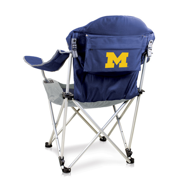 Michigan Wolverines Reclining Camp Chair, (Navy Blue with Gray Accents)