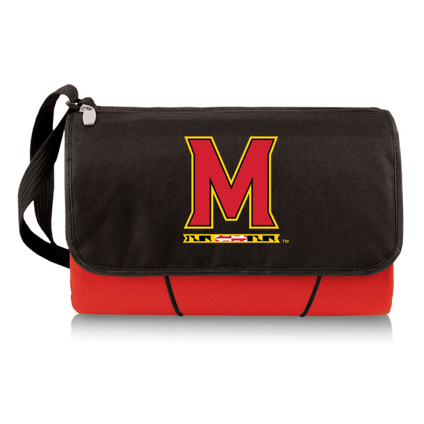 Maryland Terrapins Blanket Tote Outdoor Picnic Blanket, (Red with Black Flap)