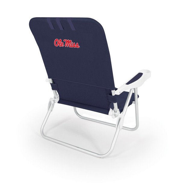 Ole Miss Rebels Monaco Reclining Beach Backpack Chair Navy Blue NCAA Outdoor Chair