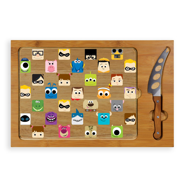 Pixar Collection Icon Glass Top Cutting Board & Knife Set, (Parawood & Bamboo)