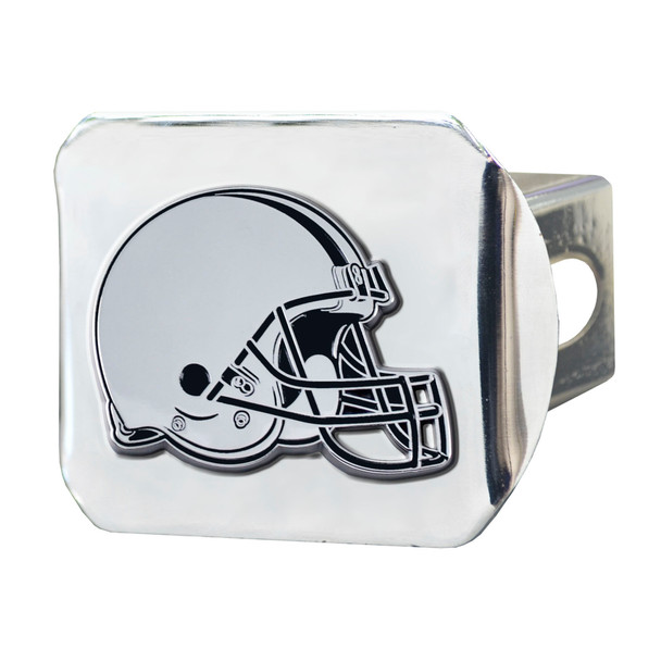 Cleveland Browns Chrome Metal Hitch Cover with Chrome Metal 3D Emblem Browns Helmet Primary Logo