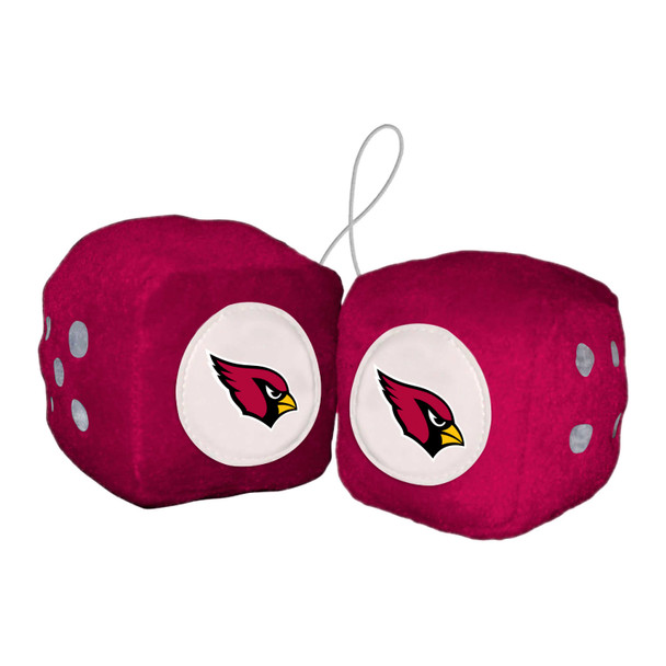 Arizona Cardinals Team Color Fuzzy Dice D√©cor 3" Set Cardinal Head Primary Logo
