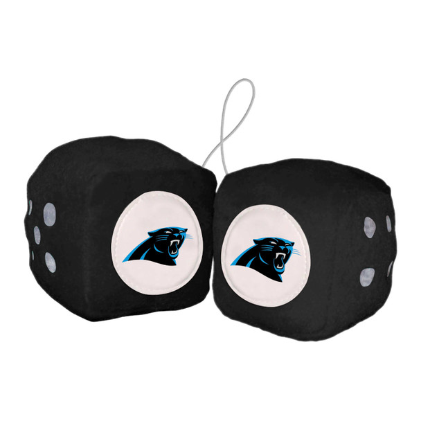 Carolina Panthers Team Color Fuzzy Dice D√©cor 3" Set Panther Head Primary Logo
