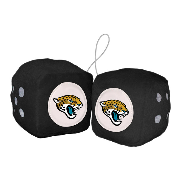 Jacksonville Jaguars Team Color Fuzzy Dice D√©cor 3" Set Jaguar Head Primary Logo