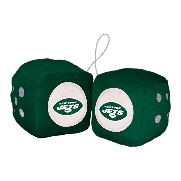New York Jets Team Color Fuzzy Dice D√©cor 3" Set Oval Jets Primary Logo