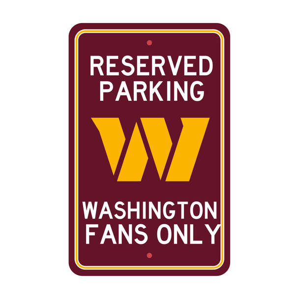 Washington Commanders Commanders Team Color Reserved Parking Sign Decor 18in. X 11.5in. Lightweight