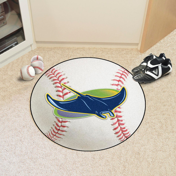 Tampa Bay Rays Baseball Rug - 27in. Diameter Devil Ray Alternate Logo Tampa Bay Rays Baseball Rug - 27in. Diameter Devil Ray Alternate Logo
