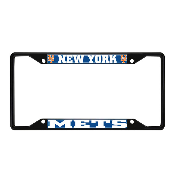 New York Mets Metal License Plate Frame Black Finish