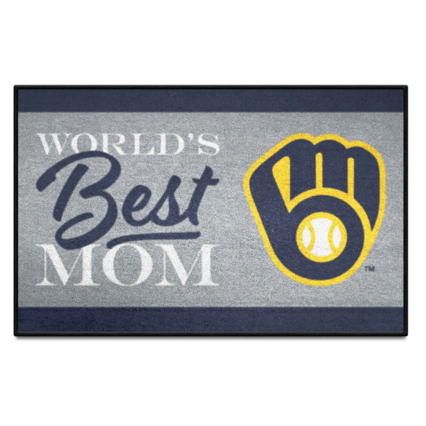 Milwaukee Brewers World's Best Mom Starter Mat Accent Rug - 19in. x 30in. MB Glove Cap Logo