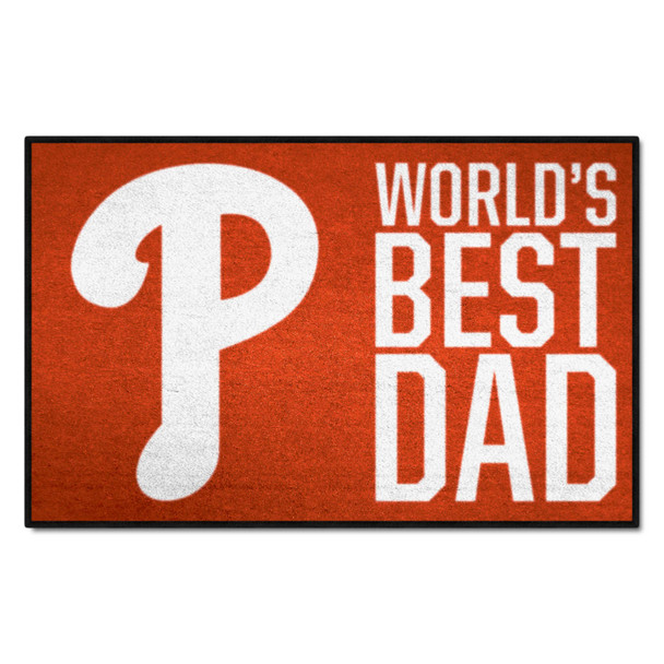 Philadelphia Phillies Starter Mat Accent Rug - 19in. x 30in. World's Best Dad Starter Mat P Cap Logo