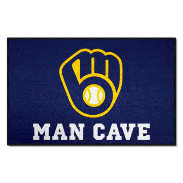 Milwaukee Brewers Man Cave Starter Mat Accent Rug - 19in. x 30in. MB Glove Cap Logo