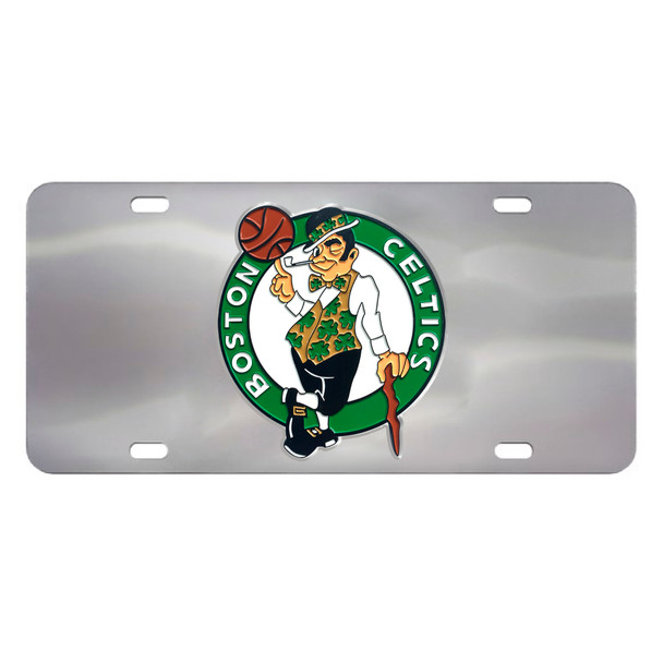 Boston Celtics 3D Stainless Steel License Plate Circular Leprachaun Primary Logo