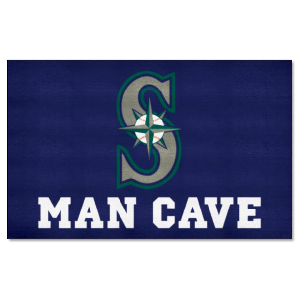 Seattle Mariners Man Cave Ulti-Mat Rug - 5ft. x 8ft. S Cap Logo