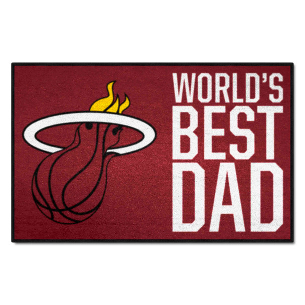 Miami Heat Starter Mat Accent Rug - 19in. x 30in. World's Best Dad Starter Mat Flaming Basketball Primary Logo