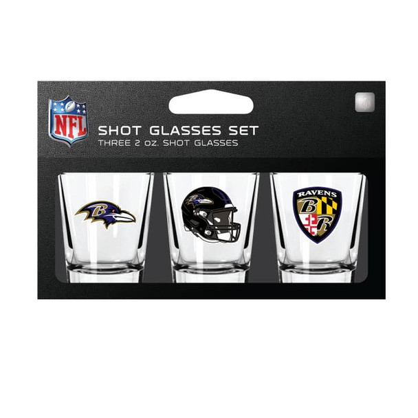Baltimore Ravens 3-Pack Shot Glass Set