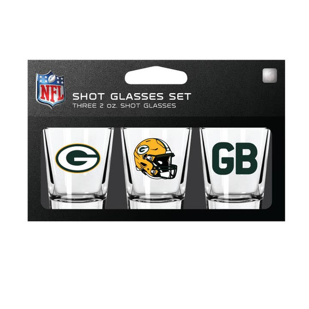 Green Bay Packers 3-Pack Shot Glass SetNFL Barware Fan Drinkware