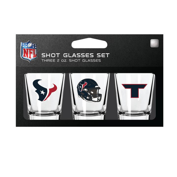 Houston Texans 3-Pack Shot Glass SetNFL Barware Fan Drinkware