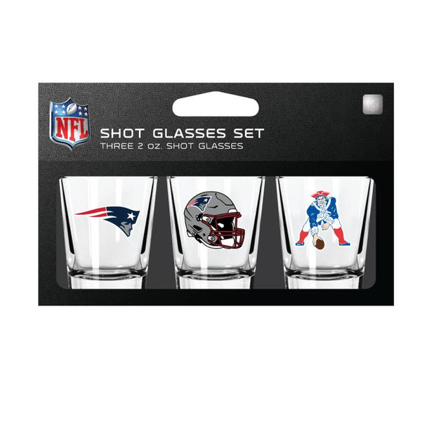 New England Patriots 3-Pack Shot Glass SetNFL Barware Fan Drinkware