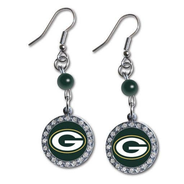 Green Bay PackersRhinestone Dangle Earrings