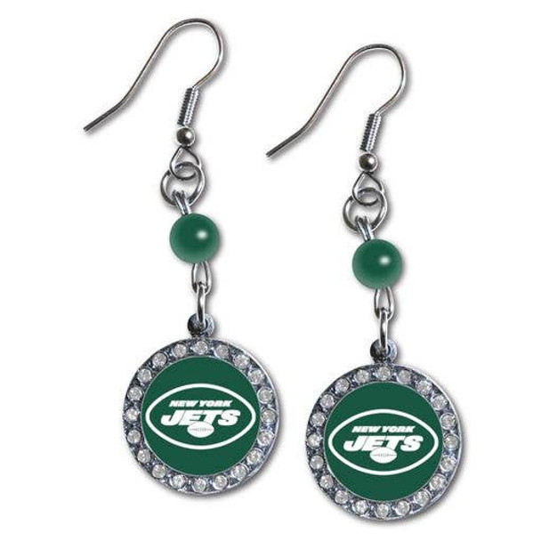 New York JetsRhinestone Dangle Earrings
